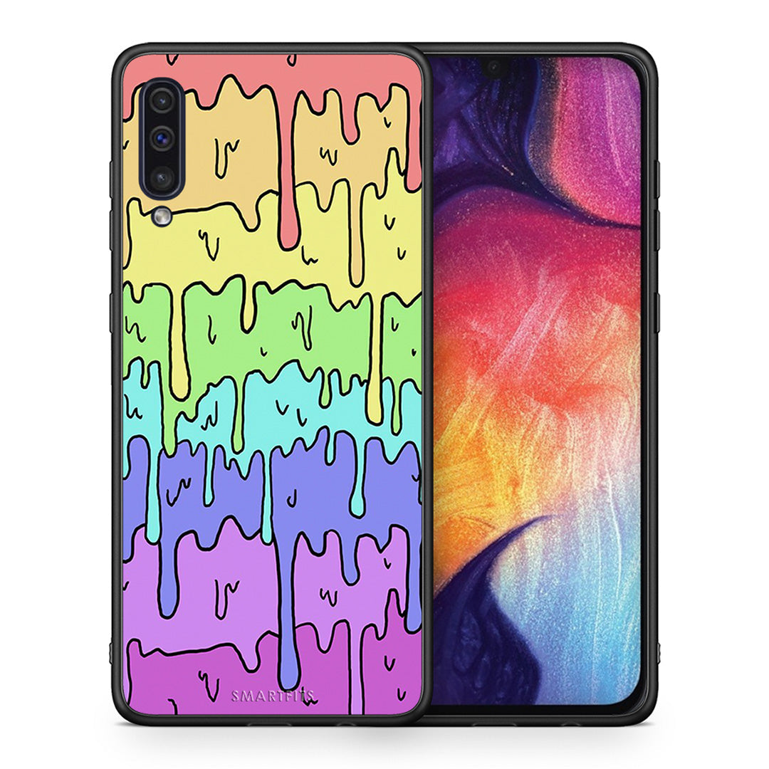 Θήκη Samsung A50/A30s Melting Rainbow από τη Smartfits με σχέδιο στο πίσω μέρος και μαύρο περίβλημα | Samsung A50/A30s Melting Rainbow case with colorful back and black bezels