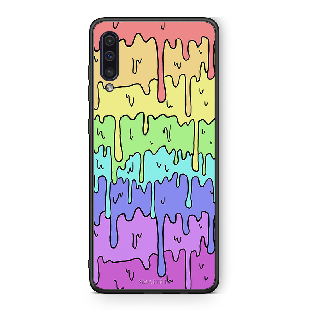 samsung a50 Melting Rainbow θήκη από τη Smartfits με σχέδιο στο πίσω μέρος και μαύρο περίβλημα | Smartphone case with colorful back and black bezels by Smartfits