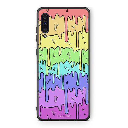 samsung a50 Melting Rainbow θήκη από τη Smartfits με σχέδιο στο πίσω μέρος και μαύρο περίβλημα | Smartphone case with colorful back and black bezels by Smartfits