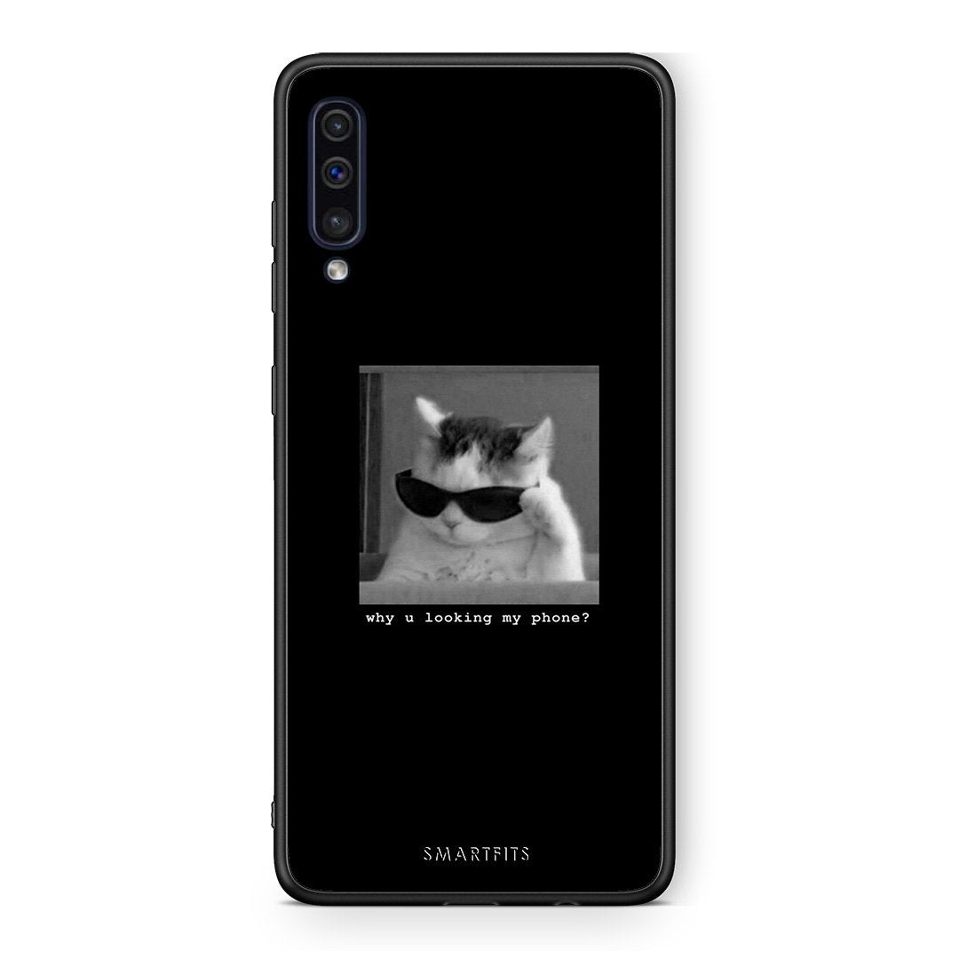 samsung a50 Meme Cat θήκη από τη Smartfits με σχέδιο στο πίσω μέρος και μαύρο περίβλημα | Smartphone case with colorful back and black bezels by Smartfits