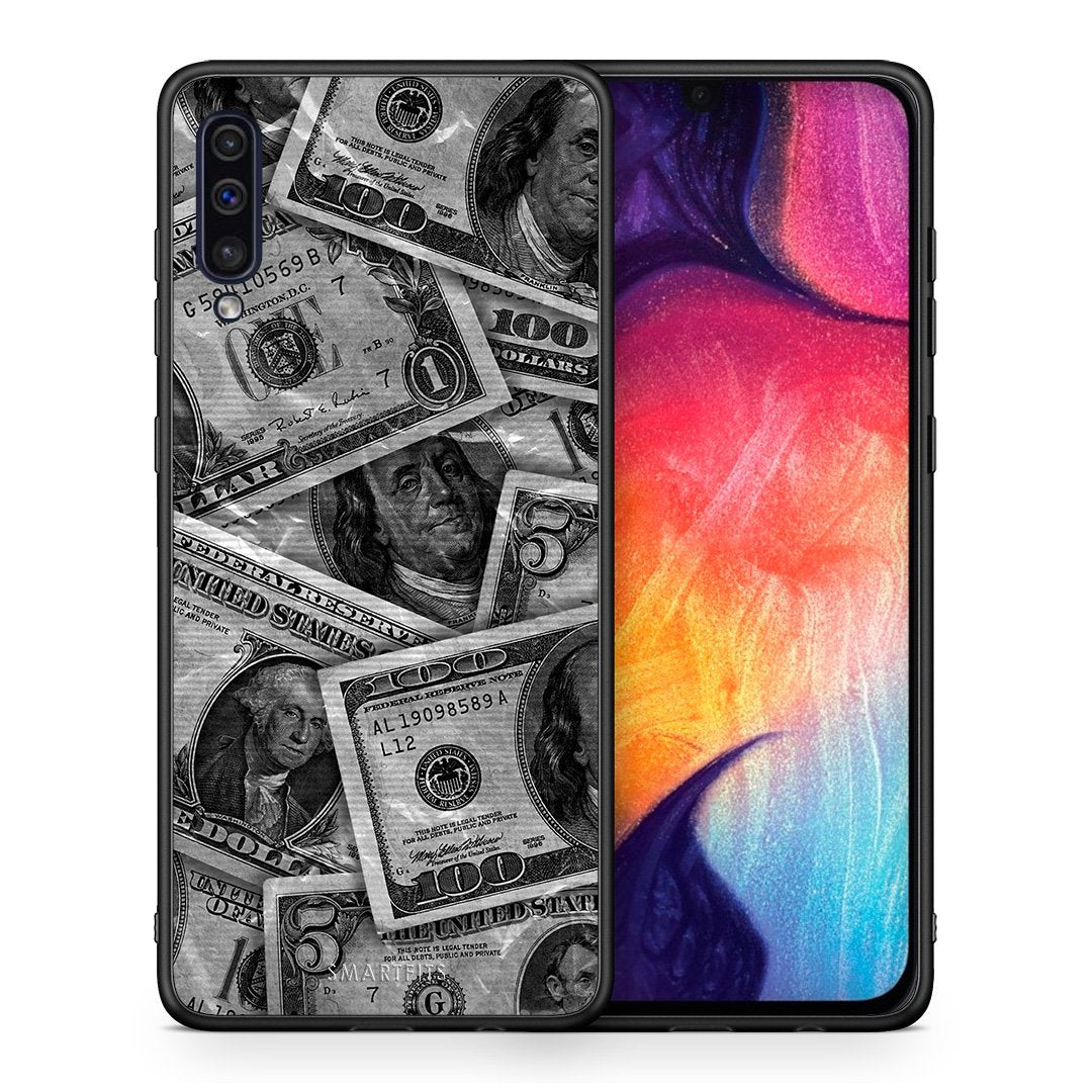 Θήκη Samsung A50/A30s Money Dollars από τη Smartfits με σχέδιο στο πίσω μέρος και μαύρο περίβλημα | Samsung A50/A30s Money Dollars case with colorful back and black bezels