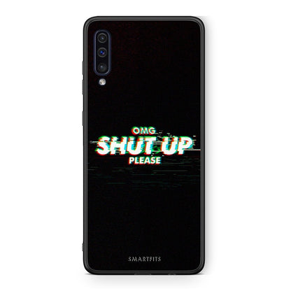 samsung a50 OMG ShutUp θήκη από τη Smartfits με σχέδιο στο πίσω μέρος και μαύρο περίβλημα | Smartphone case with colorful back and black bezels by Smartfits
