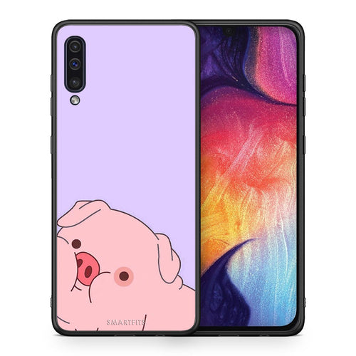 Θήκη Αγίου Βαλεντίνου Samsung A50 / A30s Pig Love 2 από τη Smartfits με σχέδιο στο πίσω μέρος και μαύρο περίβλημα | Samsung A50 / A30s Pig Love 2 case with colorful back and black bezels