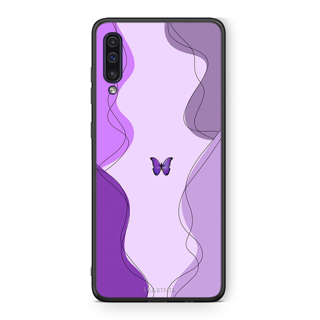 samsung a50 Purple Mariposa Θήκη Αγίου Βαλεντίνου από τη Smartfits με σχέδιο στο πίσω μέρος και μαύρο περίβλημα | Smartphone case with colorful back and black bezels by Smartfits