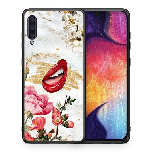 Θήκη Samsung A50/A30s Red Lips από τη Smartfits με σχέδιο στο πίσω μέρος και μαύρο περίβλημα | Samsung A50/A30s Red Lips case with colorful back and black bezels
