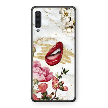 samsung a50 Red Lips θήκη από τη Smartfits με σχέδιο στο πίσω μέρος και μαύρο περίβλημα | Smartphone case with colorful back and black bezels by Smartfits