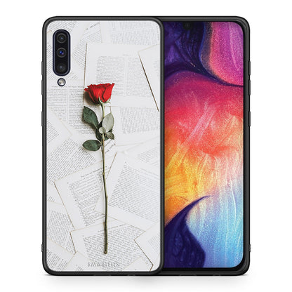 Θήκη Samsung A50/A30s Red Rose από τη Smartfits με σχέδιο στο πίσω μέρος και μαύρο περίβλημα | Samsung A50/A30s Red Rose case with colorful back and black bezels