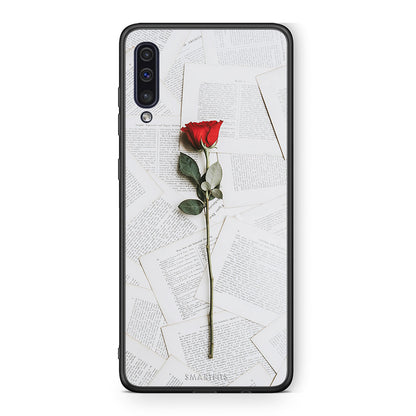 samsung a50 Red Rose θήκη από τη Smartfits με σχέδιο στο πίσω μέρος και μαύρο περίβλημα | Smartphone case with colorful back and black bezels by Smartfits