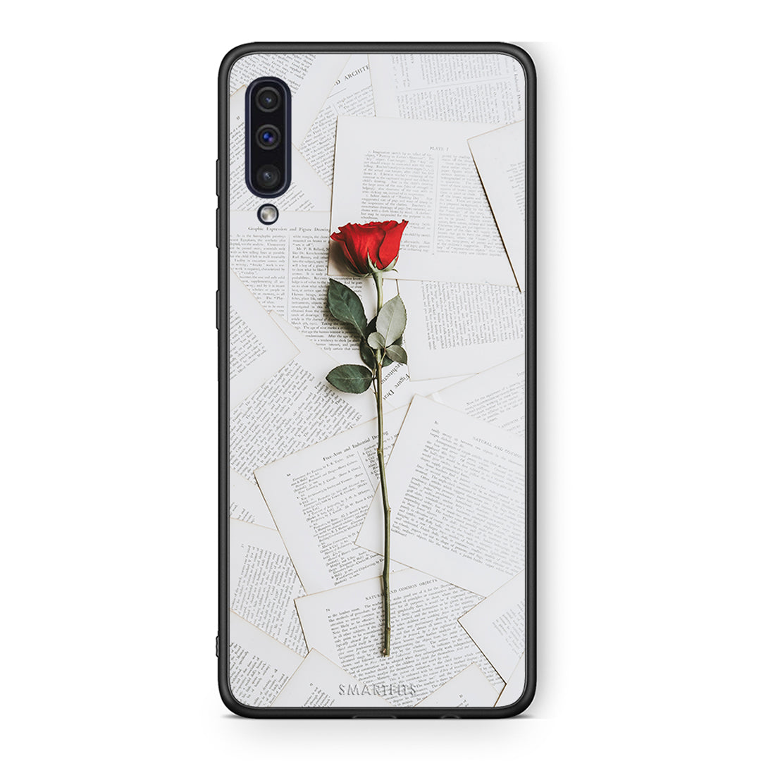 samsung a50 Red Rose θήκη από τη Smartfits με σχέδιο στο πίσω μέρος και μαύρο περίβλημα | Smartphone case with colorful back and black bezels by Smartfits