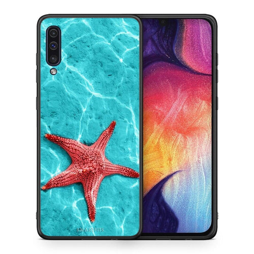 Θήκη Samsung A50 / A30s Red Starfish από τη Smartfits με σχέδιο στο πίσω μέρος και μαύρο περίβλημα | Samsung A50 / A30s Red Starfish case with colorful back and black bezels
