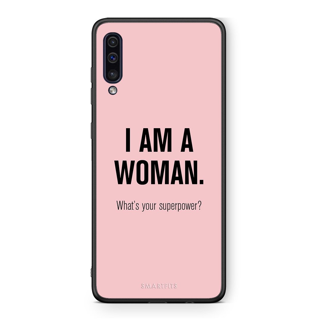 samsung a50 Superpower Woman θήκη από τη Smartfits με σχέδιο στο πίσω μέρος και μαύρο περίβλημα | Smartphone case with colorful back and black bezels by Smartfits