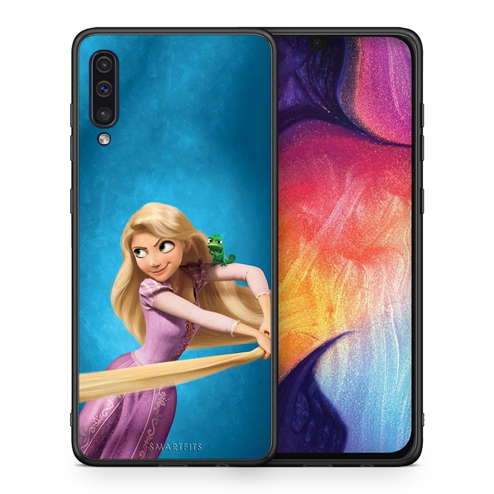 Θήκη Αγίου Βαλεντίνου Samsung A50 / A30s Tangled 2 από τη Smartfits με σχέδιο στο πίσω μέρος και μαύρο περίβλημα | Samsung A50 / A30s Tangled 2 case with colorful back and black bezels