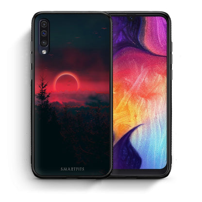 Θήκη Samsung A50/A30s Sunset Tropic από τη Smartfits με σχέδιο στο πίσω μέρος και μαύρο περίβλημα | Samsung A50/A30s Sunset Tropic case with colorful back and black bezels