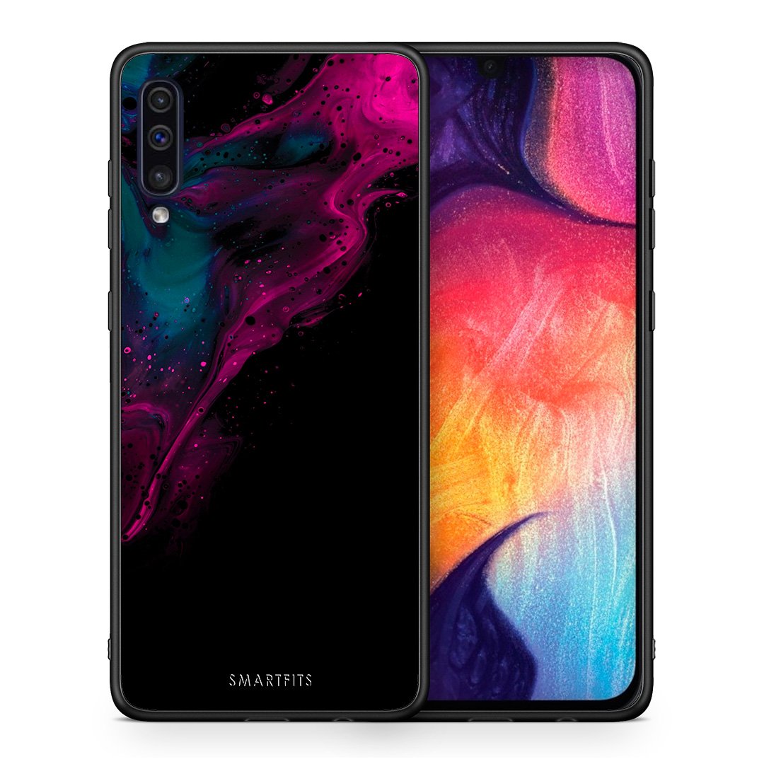 Θήκη Samsung A50/A30s Pink Black Watercolor από τη Smartfits με σχέδιο στο πίσω μέρος και μαύρο περίβλημα | Samsung A50/A30s Pink Black Watercolor case with colorful back and black bezels