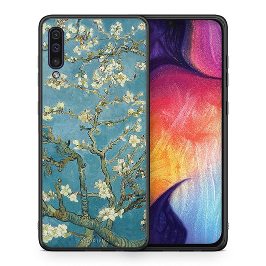 Θήκη Samsung A50/A30s White Blossoms από τη Smartfits με σχέδιο στο πίσω μέρος και μαύρο περίβλημα | Samsung A50/A30s White Blossoms case with colorful back and black bezels