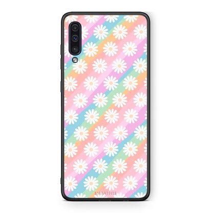 samsung a50 White Daisies θήκη από τη Smartfits με σχέδιο στο πίσω μέρος και μαύρο περίβλημα | Smartphone case with colorful back and black bezels by Smartfits