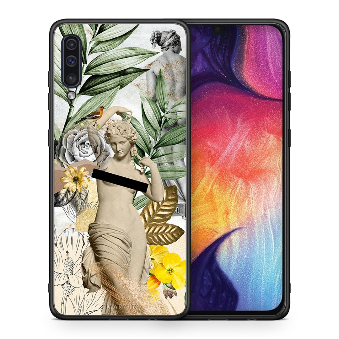 Θήκη Samsung A50/A30s Woman Statue από τη Smartfits με σχέδιο στο πίσω μέρος και μαύρο περίβλημα | Samsung A50/A30s Woman Statue case with colorful back and black bezels