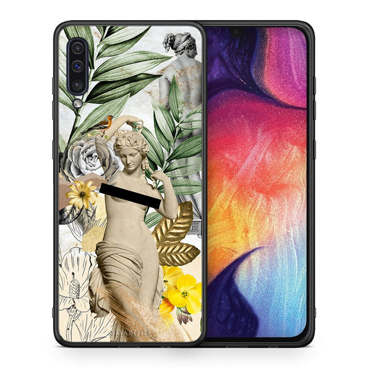 Θήκη Samsung A50/A30s Woman Statue από τη Smartfits με σχέδιο στο πίσω μέρος και μαύρο περίβλημα | Samsung A50/A30s Woman Statue case with colorful back and black bezels