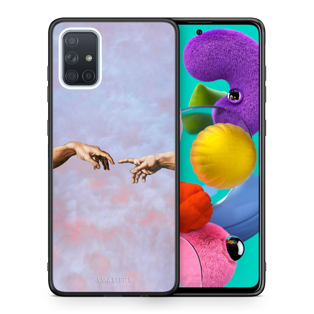 Θήκη Samsung A51 Adam Hand από τη Smartfits με σχέδιο στο πίσω μέρος και μαύρο περίβλημα | Samsung A51 Adam Hand case with colorful back and black bezels