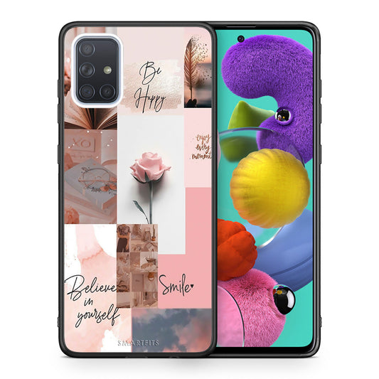 Θήκη Samsung A51 Aesthetic Collage από τη Smartfits με σχέδιο στο πίσω μέρος και μαύρο περίβλημα | Samsung A51 Aesthetic Collage case with colorful back and black bezels