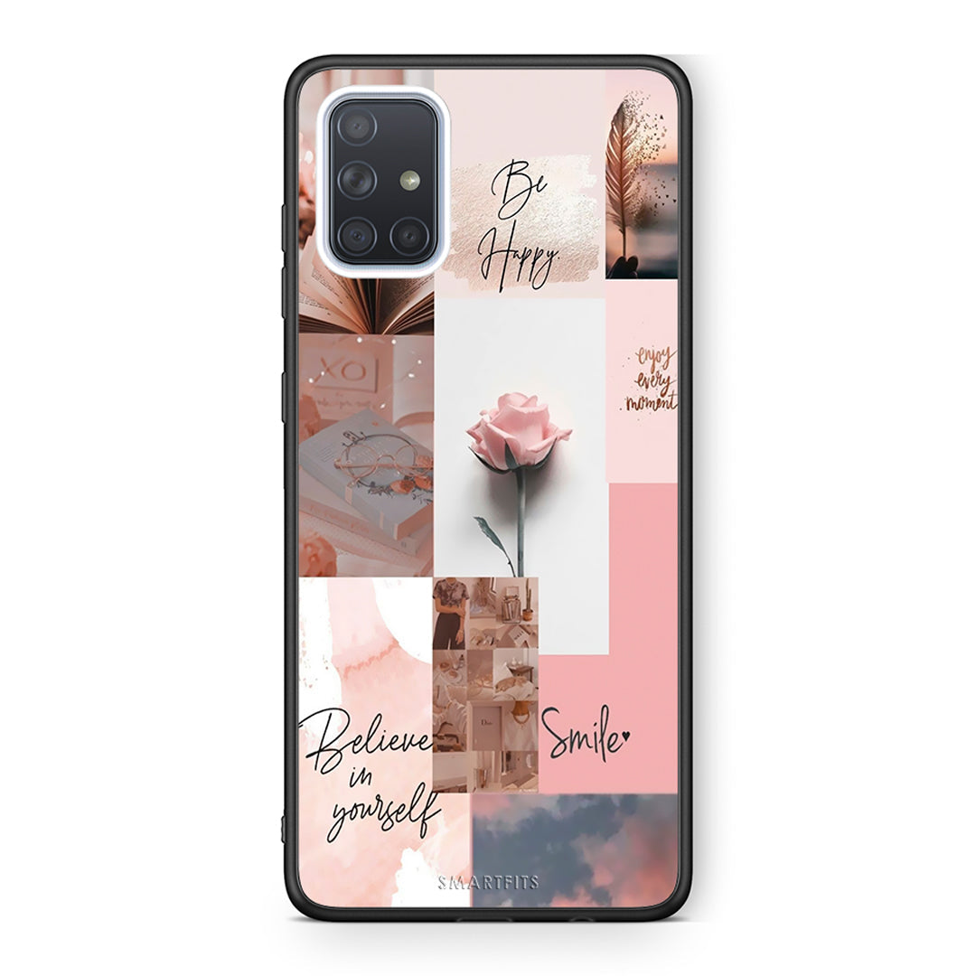 Samsung A71 Aesthetic Collage θήκη από τη Smartfits με σχέδιο στο πίσω μέρος και μαύρο περίβλημα | Smartphone case with colorful back and black bezels by Smartfits