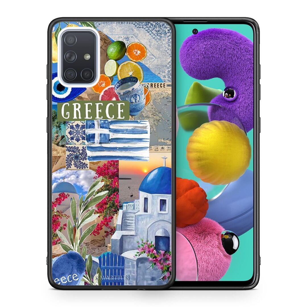 Θήκη Samsung A51 All Greek από τη Smartfits με σχέδιο στο πίσω μέρος και μαύρο περίβλημα | Samsung A51 All Greek case with colorful back and black bezels