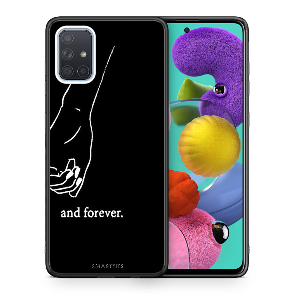 Θήκη Αγίου Βαλεντίνου Samsung A51 Always & Forever 2 από τη Smartfits με σχέδιο στο πίσω μέρος και μαύρο περίβλημα | Samsung A51 Always & Forever 2 case with colorful back and black bezels