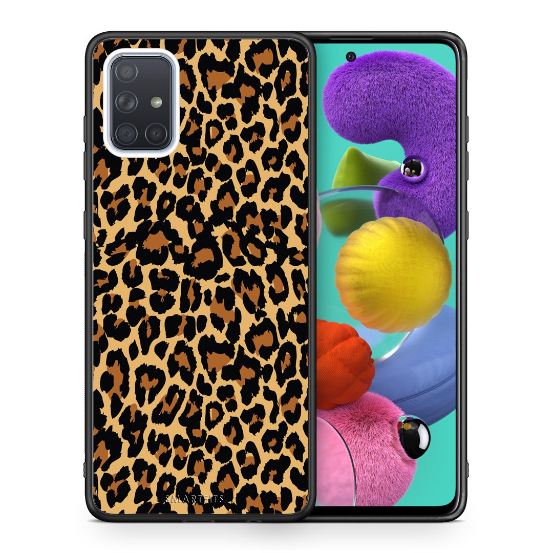 Θήκη Samsung A51 Leopard Animal από τη Smartfits με σχέδιο στο πίσω μέρος και μαύρο περίβλημα | Samsung A51 Leopard Animal case with colorful back and black bezels