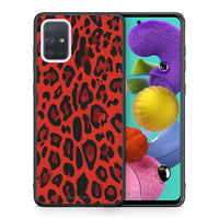 Thumbnail for Θήκη Samsung A51 Red Leopard Animal από τη Smartfits με σχέδιο στο πίσω μέρος και μαύρο περίβλημα | Samsung A51 Red Leopard Animal case with colorful back and black bezels