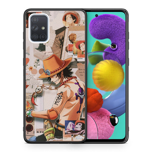 Θήκη Samsung A51 Anime Collage από τη Smartfits με σχέδιο στο πίσω μέρος και μαύρο περίβλημα | Samsung A51 Anime Collage case with colorful back and black bezels