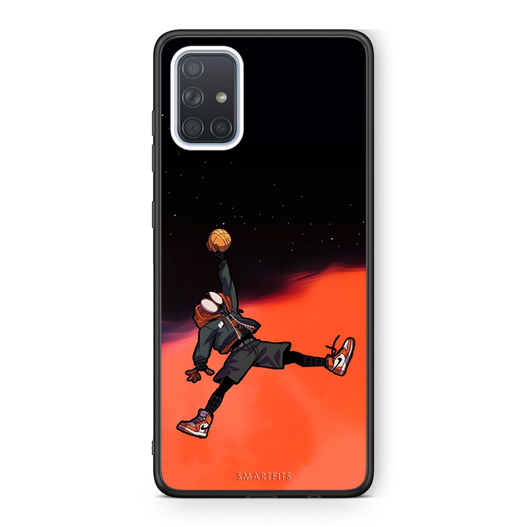 Samsung A51 Basketball Hero θήκη από τη Smartfits με σχέδιο στο πίσω μέρος και μαύρο περίβλημα | Smartphone case with colorful back and black bezels by Smartfits