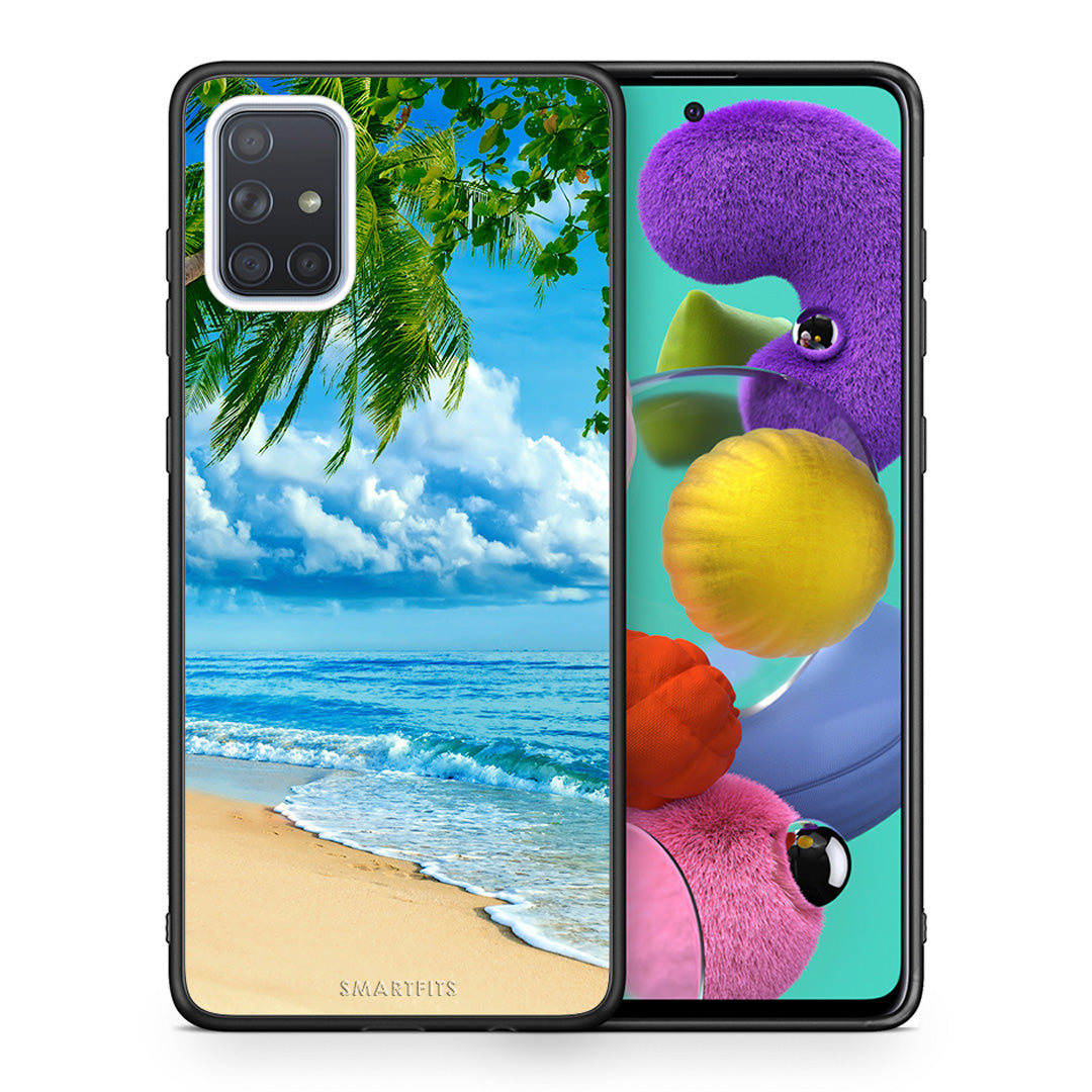 Θήκη Samsung A51 Beautiful Beach από τη Smartfits με σχέδιο στο πίσω μέρος και μαύρο περίβλημα | Samsung A51 Beautiful Beach case with colorful back and black bezels