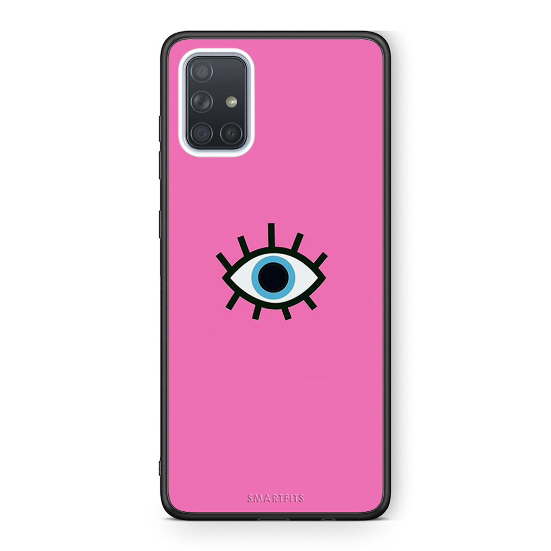 Samsung A51 Blue Eye Pink θήκη από τη Smartfits με σχέδιο στο πίσω μέρος και μαύρο περίβλημα | Smartphone case with colorful back and black bezels by Smartfits