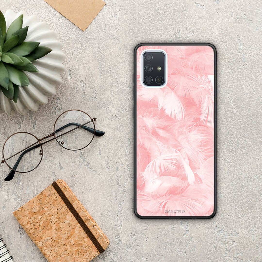 Boho Pink Feather - Samsung Galaxy A51 θήκη