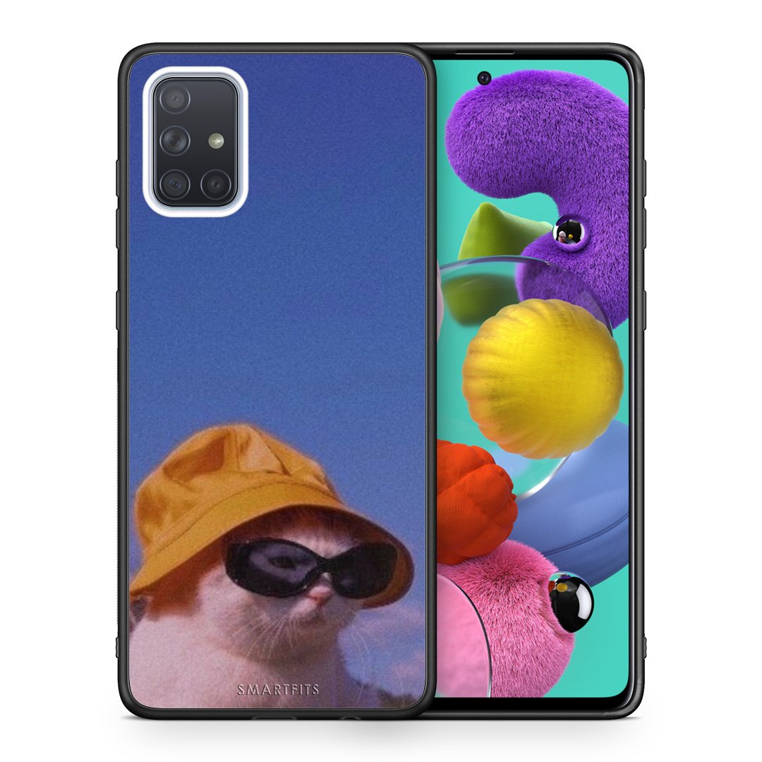 Θήκη Samsung A51 Cat Diva από τη Smartfits με σχέδιο στο πίσω μέρος και μαύρο περίβλημα | Samsung A51 Cat Diva case with colorful back and black bezels