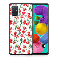 Thumbnail for Θήκη Samsung A51 Cherry Summer από τη Smartfits με σχέδιο στο πίσω μέρος και μαύρο περίβλημα | Samsung A51 Cherry Summer case with colorful back and black bezels