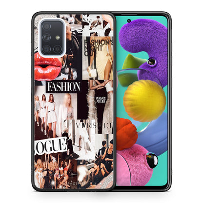 Θήκη Αγίου Βαλεντίνου Samsung A51 Collage Fashion από τη Smartfits με σχέδιο στο πίσω μέρος και μαύρο περίβλημα | Samsung A51 Collage Fashion case with colorful back and black bezels