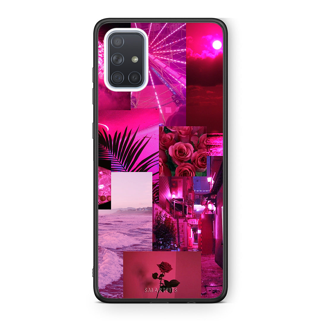 Samsung A51 Collage Red Roses Θήκη Αγίου Βαλεντίνου από τη Smartfits με σχέδιο στο πίσω μέρος και μαύρο περίβλημα | Smartphone case with colorful back and black bezels by Smartfits