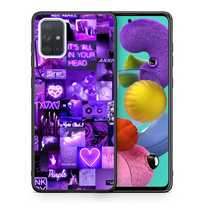 Θήκη Αγίου Βαλεντίνου Samsung A51 Collage Stay Wild από τη Smartfits με σχέδιο στο πίσω μέρος και μαύρο περίβλημα | Samsung A51 Collage Stay Wild case with colorful back and black bezels