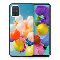 Thumbnail for Θήκη Samsung A51 Colorful Balloons από τη Smartfits με σχέδιο στο πίσω μέρος και μαύρο περίβλημα | Samsung A51 Colorful Balloons case with colorful back and black bezels