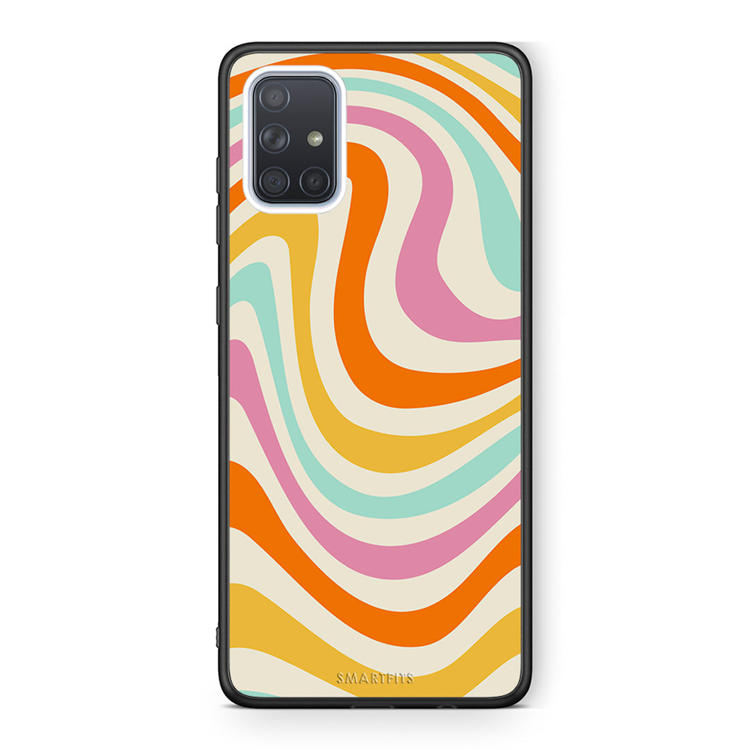 Samsung A71 Colourful Waves θήκη από τη Smartfits με σχέδιο στο πίσω μέρος και μαύρο περίβλημα | Smartphone case with colorful back and black bezels by Smartfits