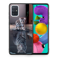 Thumbnail for Θήκη Samsung A51 Tiger Cute από τη Smartfits με σχέδιο στο πίσω μέρος και μαύρο περίβλημα | Samsung A51 Tiger Cute case with colorful back and black bezels