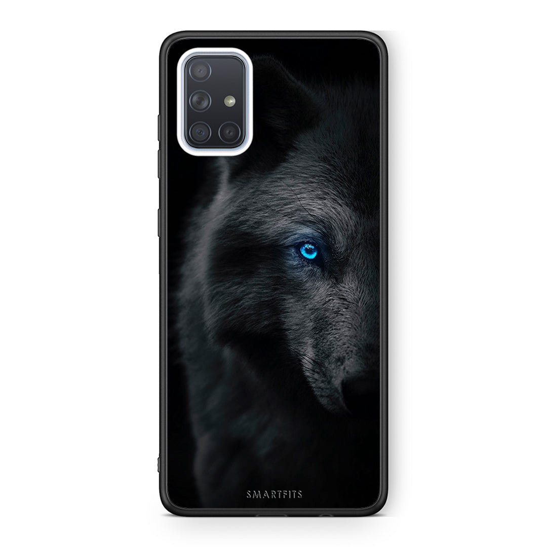 Samsung A71 Dark Wolf θήκη από τη Smartfits με σχέδιο στο πίσω μέρος και μαύρο περίβλημα | Smartphone case with colorful back and black bezels by Smartfits