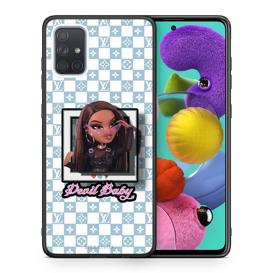 Θήκη Αγίου Βαλεντίνου Samsung A51 Devil Baby από τη Smartfits με σχέδιο στο πίσω μέρος και μαύρο περίβλημα | Samsung A51 Devil Baby case with colorful back and black bezels