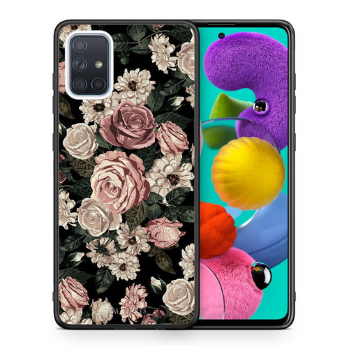 Θήκη Samsung A51 Wild Roses Flower από τη Smartfits με σχέδιο στο πίσω μέρος και μαύρο περίβλημα | Samsung A51 Wild Roses Flower case with colorful back and black bezels