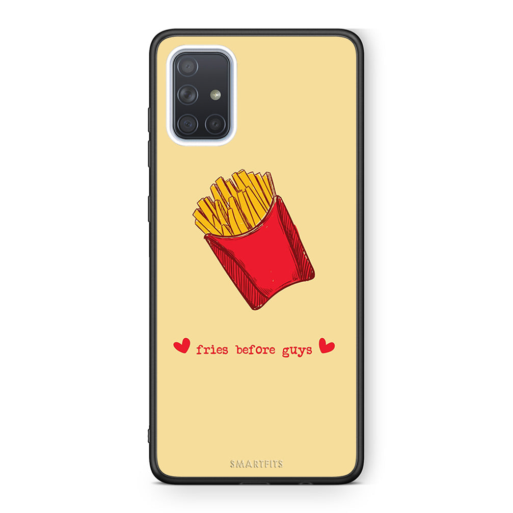 Samsung A51 Fries Before Guys Θήκη Αγίου Βαλεντίνου από τη Smartfits με σχέδιο στο πίσω μέρος και μαύρο περίβλημα | Smartphone case with colorful back and black bezels by Smartfits