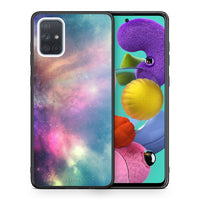 Thumbnail for Θήκη Samsung A51 Rainbow Galaxy από τη Smartfits με σχέδιο στο πίσω μέρος και μαύρο περίβλημα | Samsung A51 Rainbow Galaxy case with colorful back and black bezels