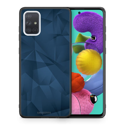 Θήκη Samsung A51 Blue Abstract Geometric από τη Smartfits με σχέδιο στο πίσω μέρος και μαύρο περίβλημα | Samsung A51 Blue Abstract Geometric case with colorful back and black bezels