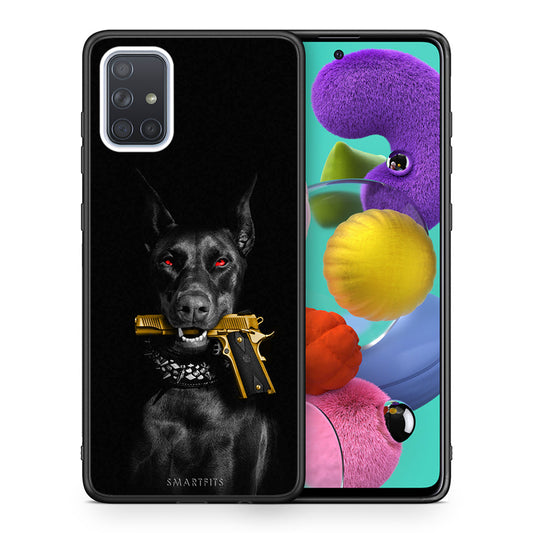 Θήκη Αγίου Βαλεντίνου Samsung A51 Golden Gun από τη Smartfits με σχέδιο στο πίσω μέρος και μαύρο περίβλημα | Samsung A51 Golden Gun case with colorful back and black bezels