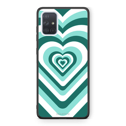 Samsung A51 Green Hearts θήκη από τη Smartfits με σχέδιο στο πίσω μέρος και μαύρο περίβλημα | Smartphone case with colorful back and black bezels by Smartfits
